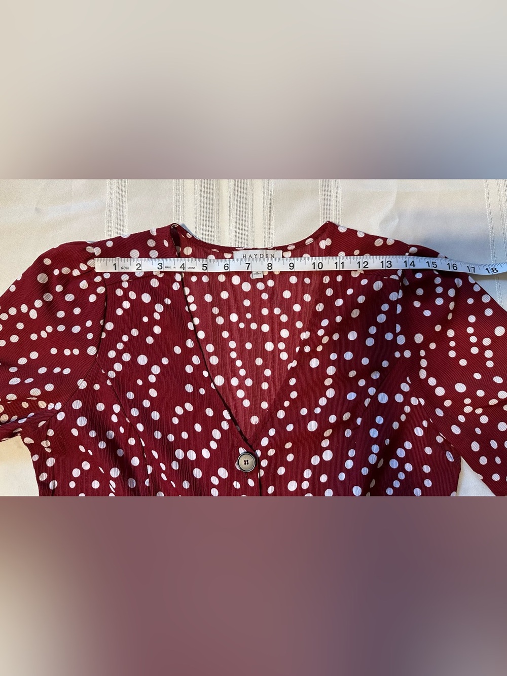 Hayden Los Angeles V-Neck Burgundy Polka Dot Button-Front Jumpsuit - Picture 6 of 16